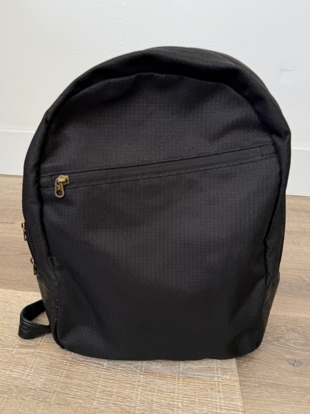 Pistil Black Canvas Leather Trim Backpack